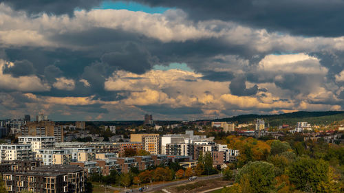 High angle view of townscape against sky