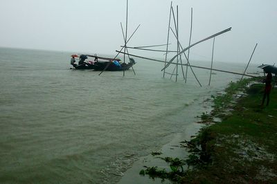 Nautical vessel on sea against sky