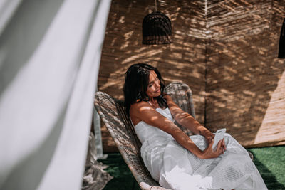 Young couple relaxing outdoors