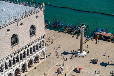 High angle view of people on the beach