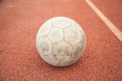 Close-up of ball on sports track