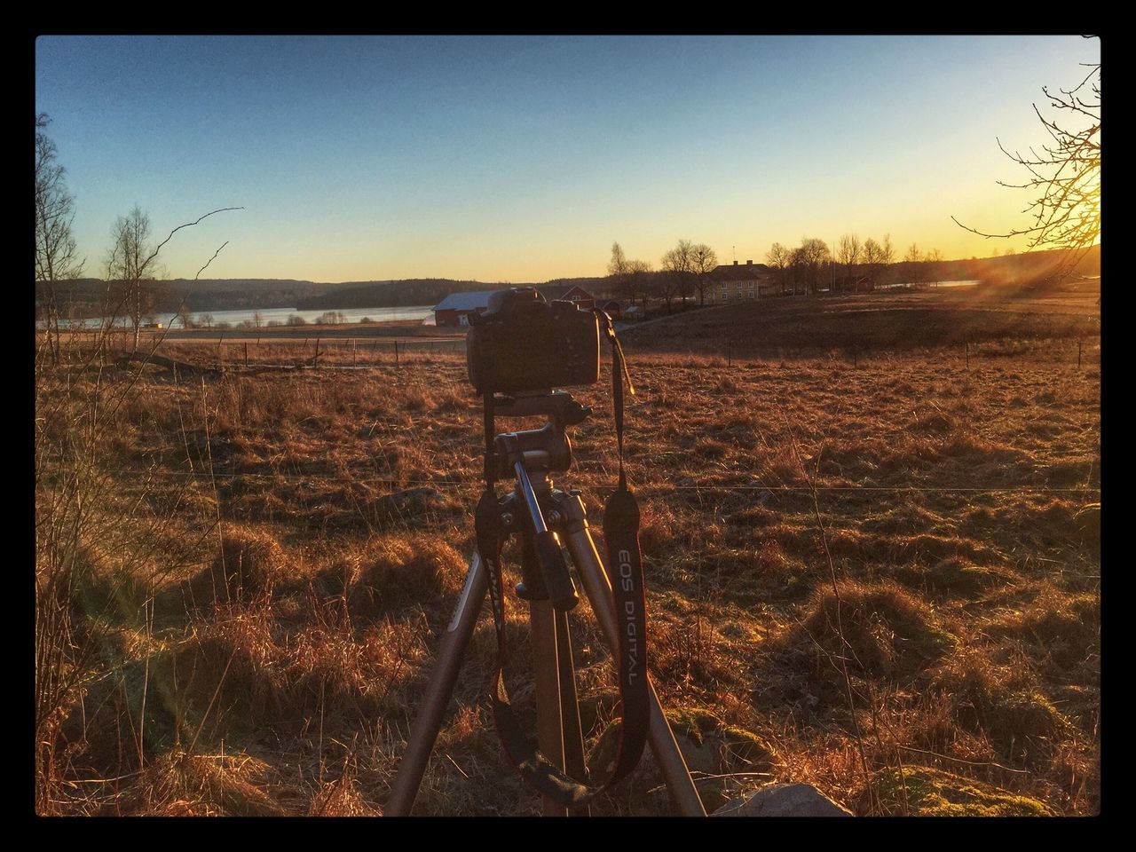 landscape, clear sky, field, transfer print, tranquil scene, tranquility, agriculture, auto post production filter, rural scene, sky, horizon over land, farm, scenics, copy space, nature, sunlight, sunset, beauty in nature, outdoors, no people