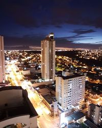 Aerial view of city at night