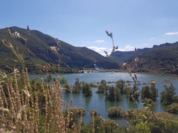 Scenic view of lake against sky