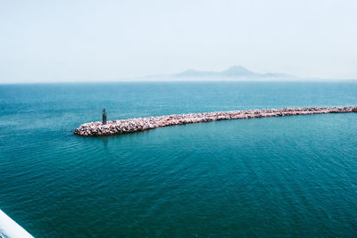 Scenic view of sea against clear sky, italia genua