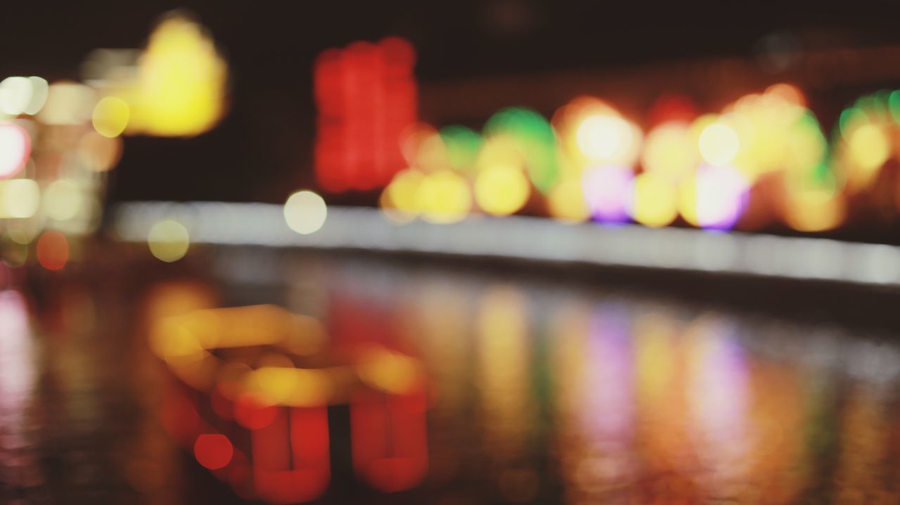 DEFOCUSED IMAGE OF COLORFUL LIGHTS