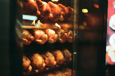 Close-up of meat on barbecue grill