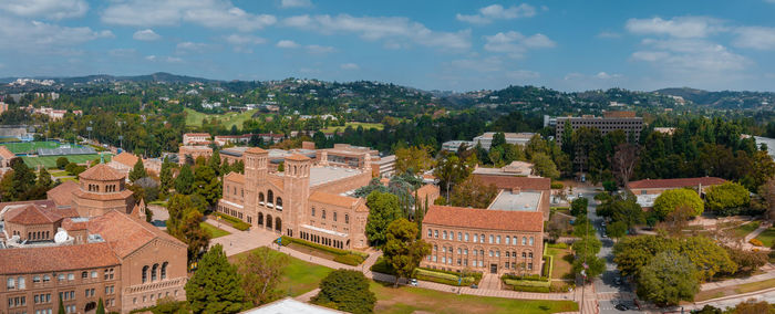 Aerial view of the royce hall at the university of california, los angeles