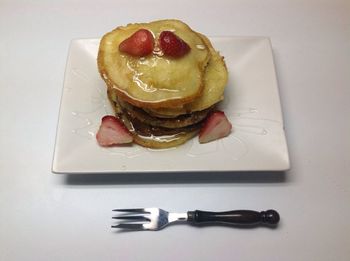 High angle view of dessert in plate