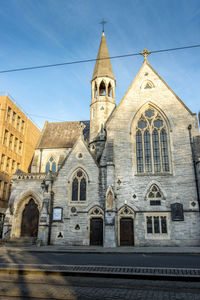 Low angle view of old building against sky