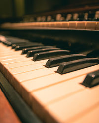 Close-up of piano keys