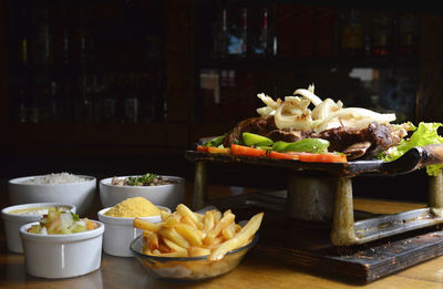 Close-up of food on table