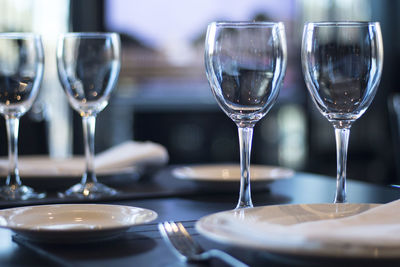 Close-up of wine glass on table