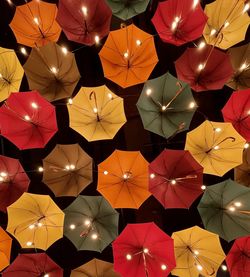 Low angle view of lanterns hanging on ceiling