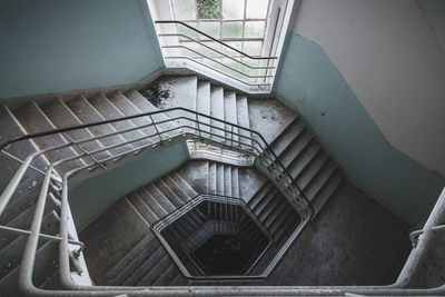 High angle view of spiral stairs