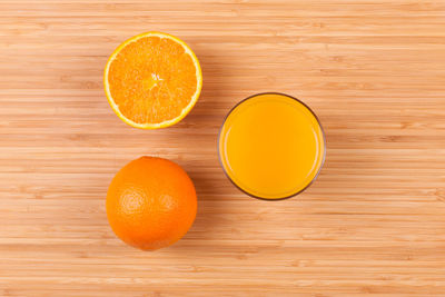 High angle view of orange on table