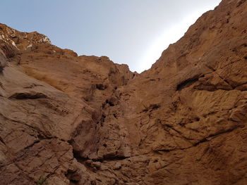 Low angle view of rock formations against sky