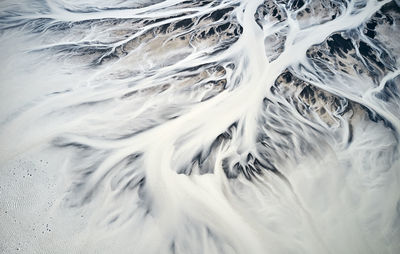Amazing ice landscape of huge river delta in winter