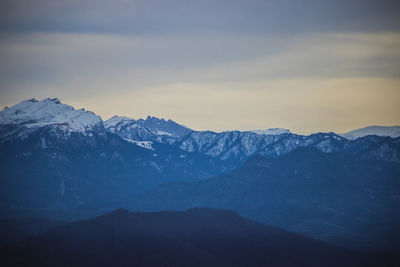 Snowy mountain peaks view