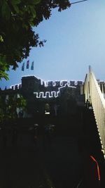 Low angle view of buildings against clear sky