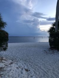 Scenic view of beach against sky