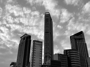 Low angle view of modern buildings against sky