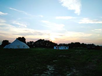 Buildings at sunset