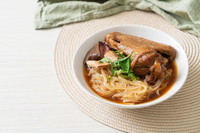 Close-up of food in plate on table