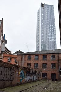 Low angle view of buildings against sky