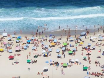 High angle view of people on beach