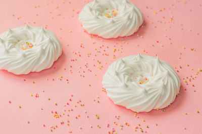 Close-up of cupcakes on cake