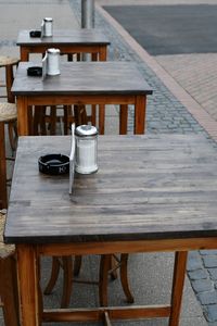 High angle view of coffee on table at cafe