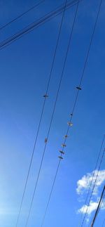 Low angle view of power lines against sky