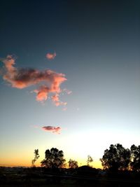 Low angle view of silhouette trees against sky during sunset