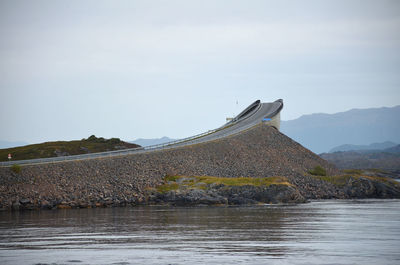 Atlantic oceanic road bridge on a cloudy day