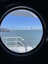 View of sea seen through window