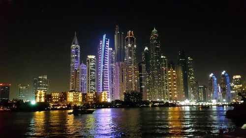 City lit up at night