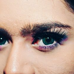 Close-up portrait of young woman eyes