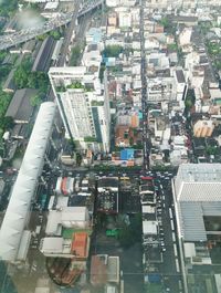 High angle view of street amidst buildings in city