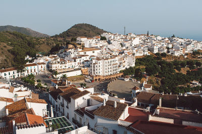 High angle view of townscape against sky