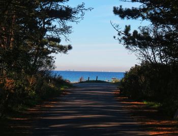 Footpath by sea against sky
