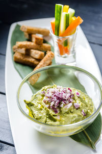 High angle view of meal served in plate