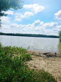 Scenic view of lake against sky