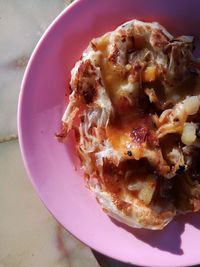 Close-up of meat in plate on table