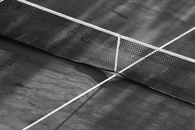 High angle view of net on tennis court