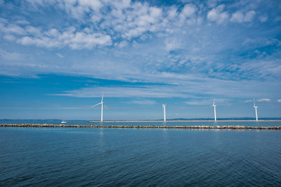 Nordex windmills at ebeltoft ferry harbor