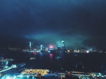 Illuminated cityscape at night