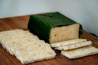 High angle view of food on cutting board
