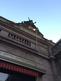 Low angle view of building against blue sky