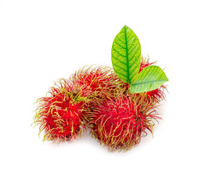 Close-up of strawberry over white background